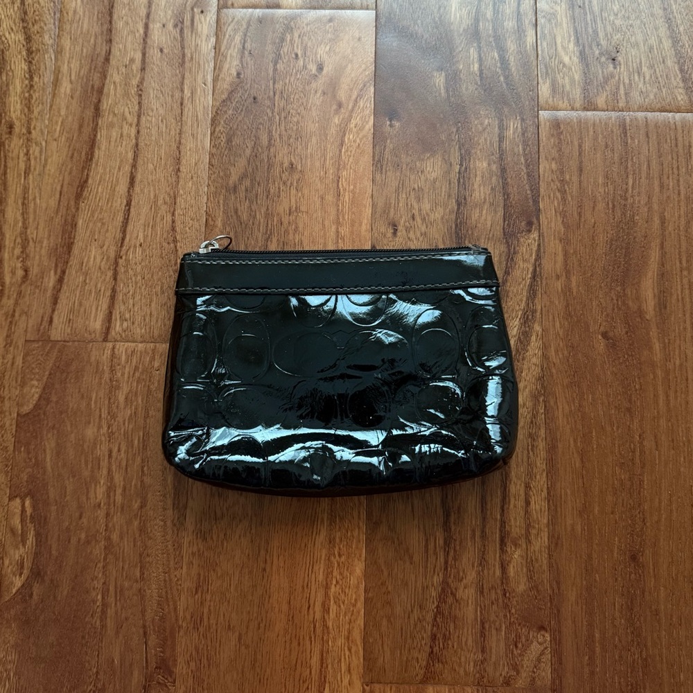 Coach Black Patent Leather Wristlet